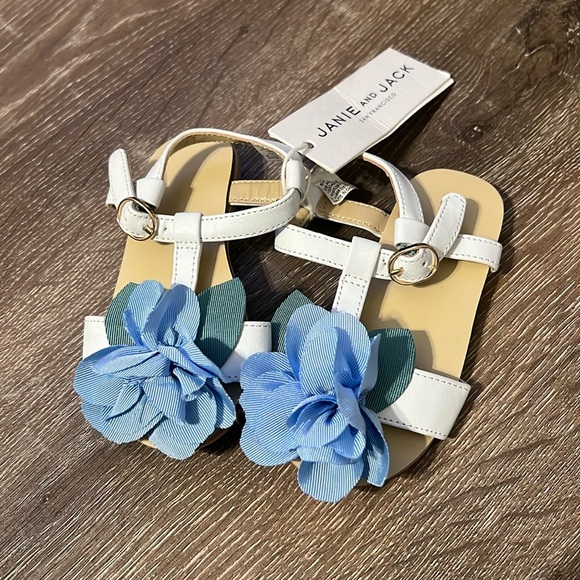 Janie and Jack Shoes Janie And Jack Blue Flower White Sandal Baby